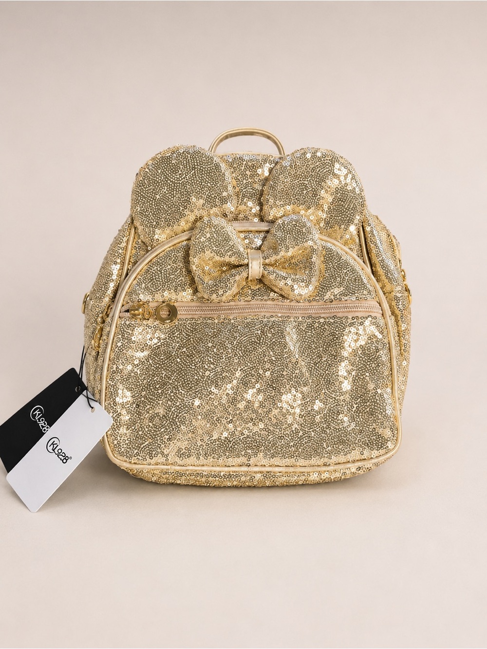 NWT Gold Sequin Mini Backpack w/ Bow & Mouse Ears ✨🎀